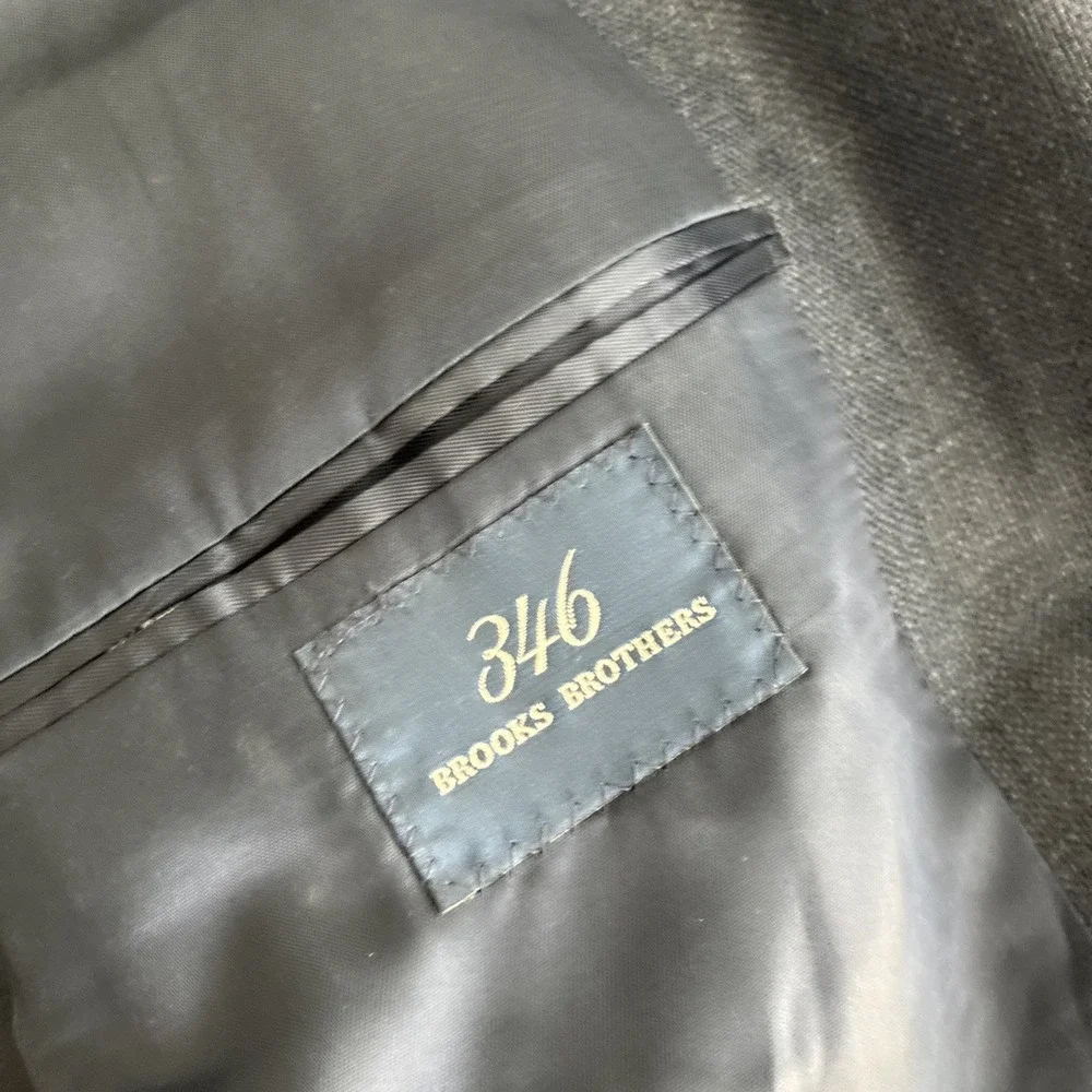 Vintage Brooks Brothers 346 Navy Blue Blazer Silk Linen Wool 46R Preppy Textured